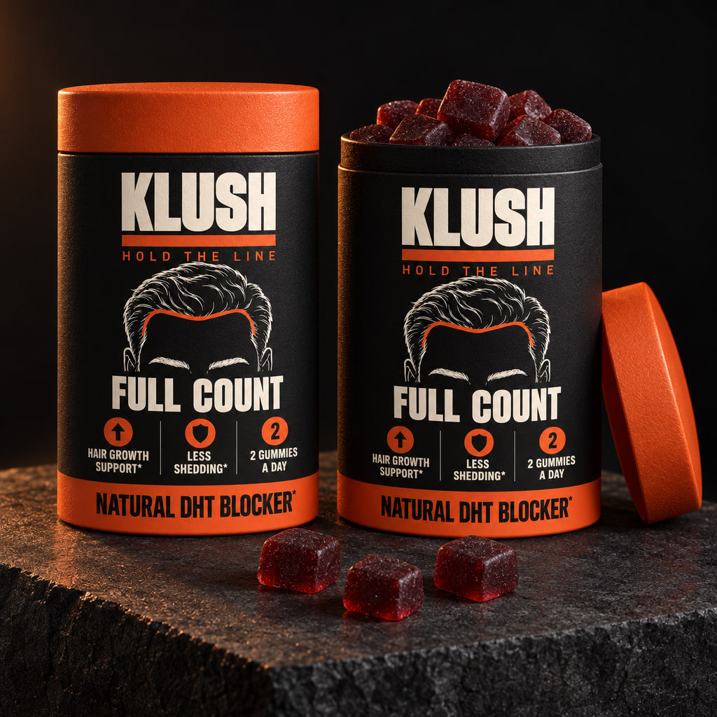 Two Full Count cans, one open and full of black cherry gummies